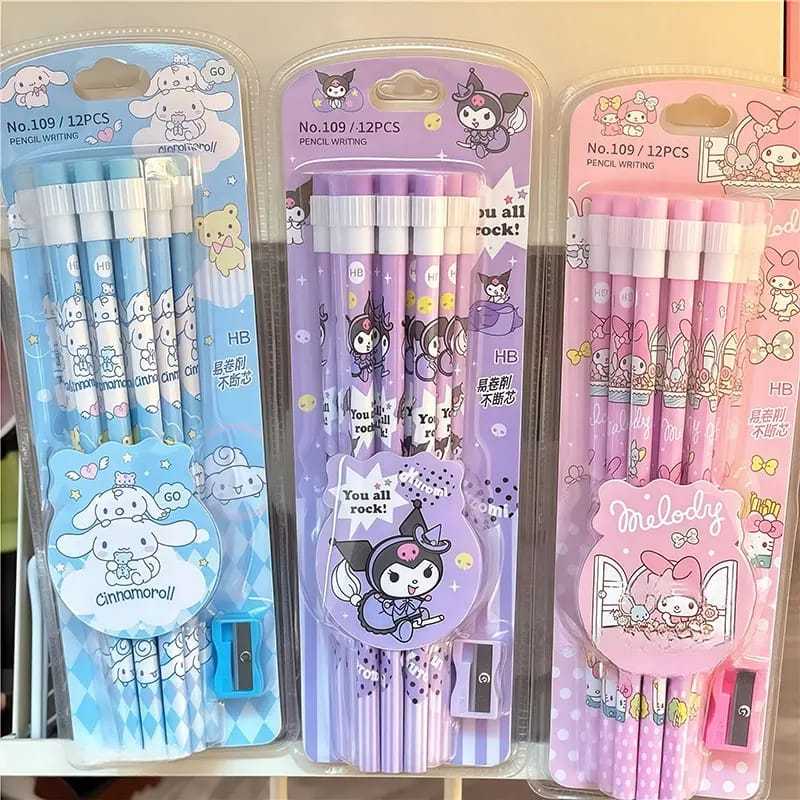 

(pimenova) Set Pensil Alat Tulis Sekolah Anak Isi 12pcs Motif Lilo Sanrio
