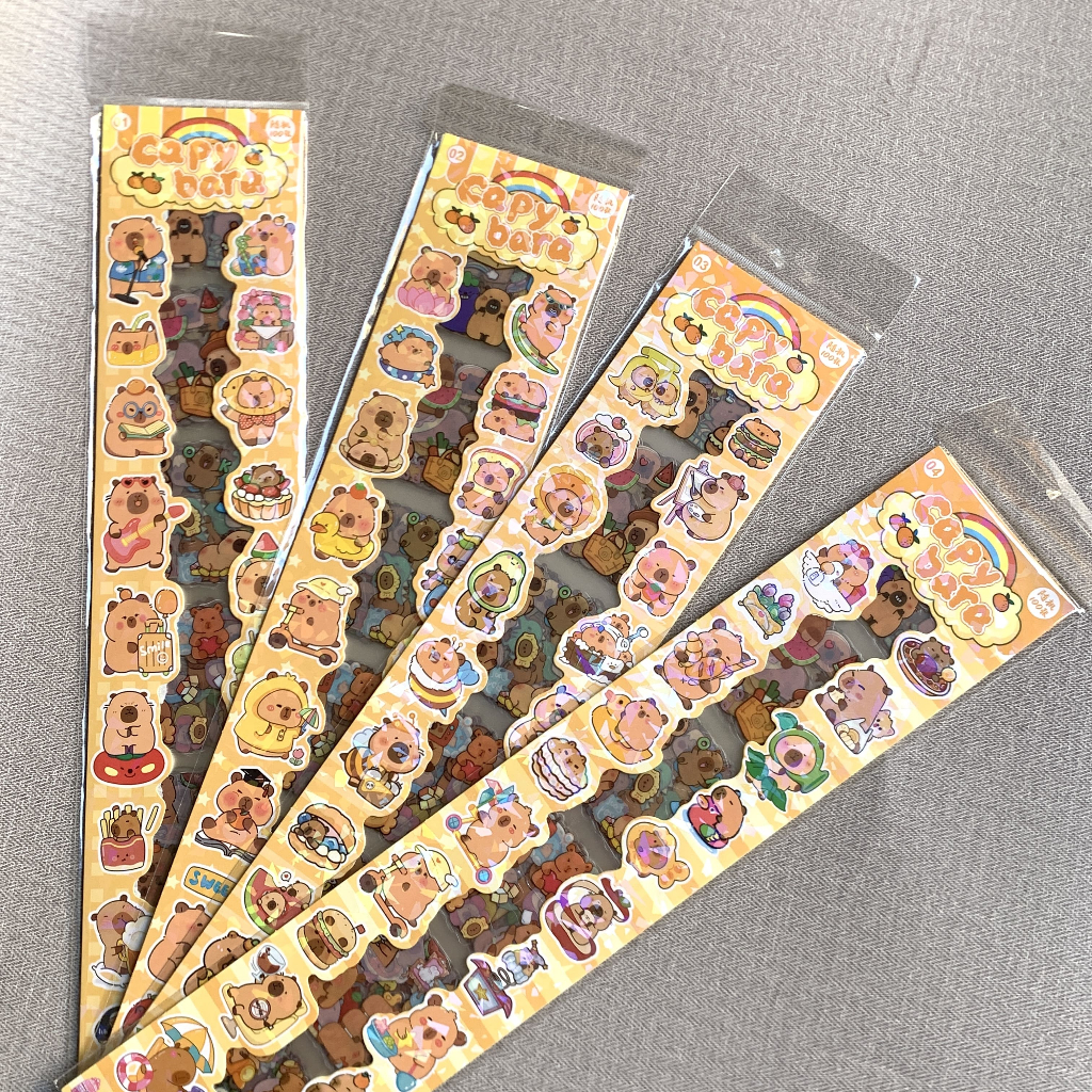 

Stiker Panjang Karakter Capybara Cute / Sticker Kartun Transparan 2D