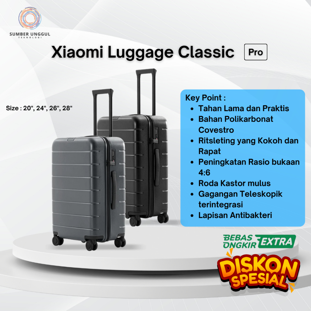 Koper Xiaomi Luggage Classic Pro - 20 Inch, Hitam