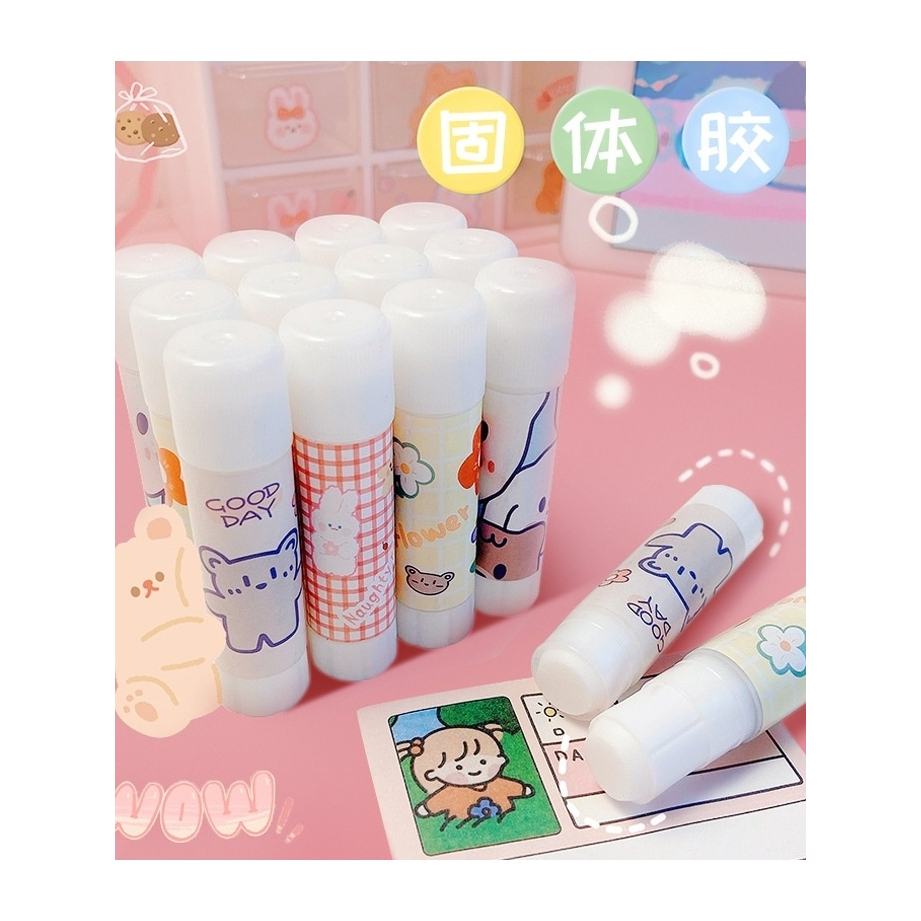 

[OA] Lem Perekat Kertas Padat Glue Stick Lem Stik Batang Putar Sekolah Kantor Motif Korea Lucu