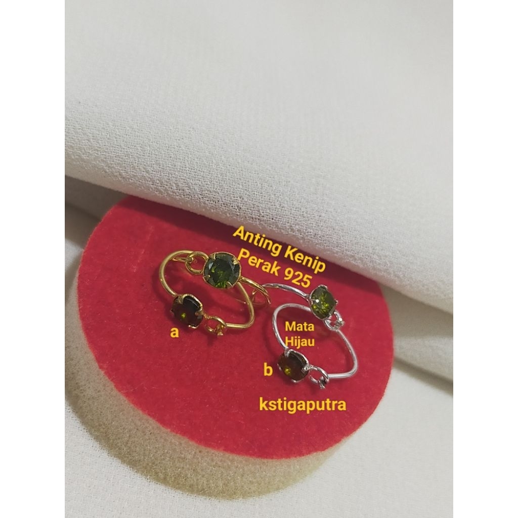 Anting Kenip Bayi&anak Mata Hijau Perak 925