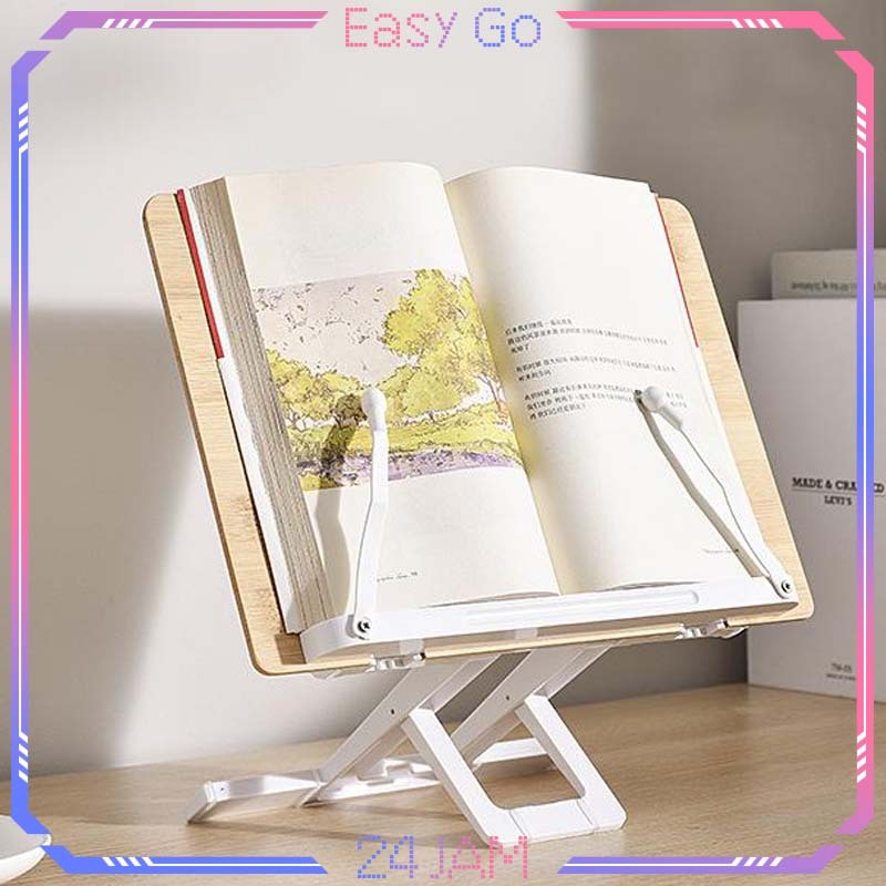 

1set Reading Book Stand Kayu Pegangan Buku Majalah Berdiri Adjustable Stand Baca Buku Penjepit Buku