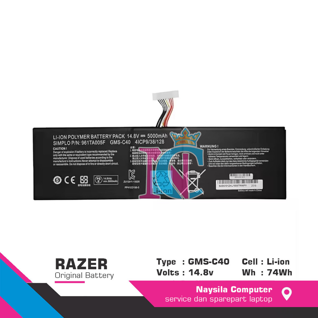 Baterai Laptop Razer Blade Pro 17 2013 2015 RZ09-0099 RZ09-0117 GMS-C40