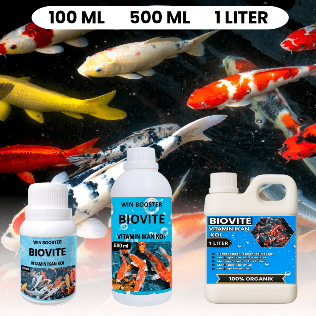 Vitamin ikan koi, vitamin ikan koi cepat besar, pemacu pertumbuhan ikan koi 100 ML , 500 ML ,1 liter