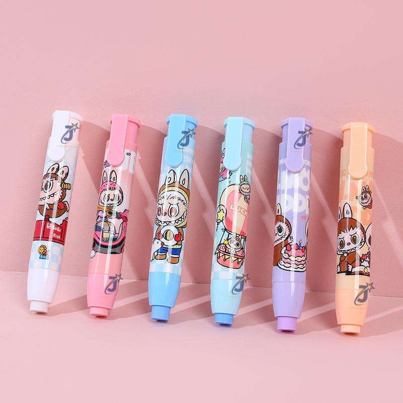 

READY MOTIF RANDOM Penghapus pensil mekanik | praktis | ekonomis motif karakter sanrio dan labubu per 1 pcs