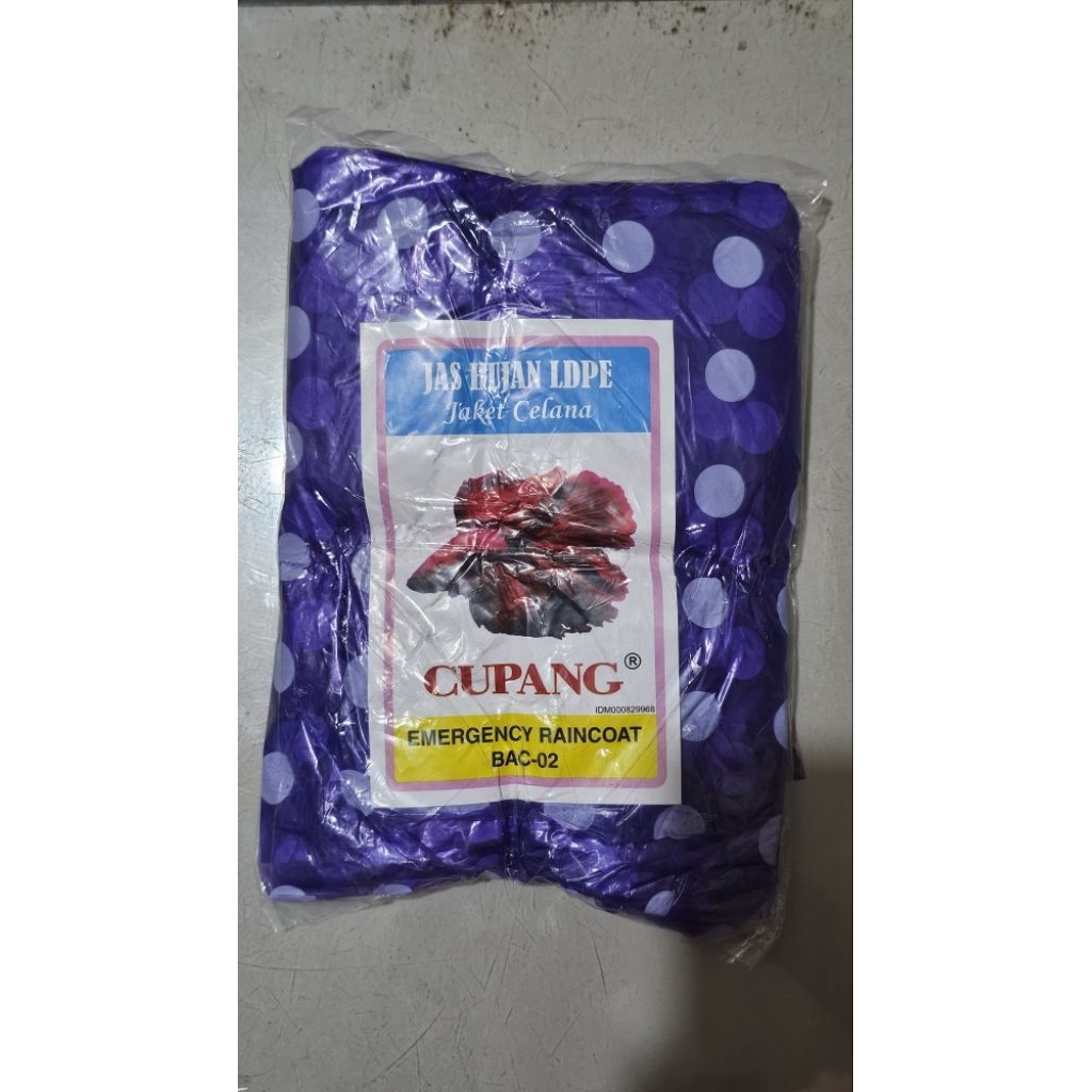 Jas hujan plastik setelan baju dan celana Polkadot