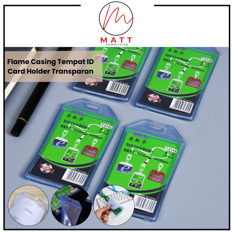 

MATT Flame Casing Tempat ID Card Holder Transparan / Tempat ID Karet Casing Karet Bening Kartu