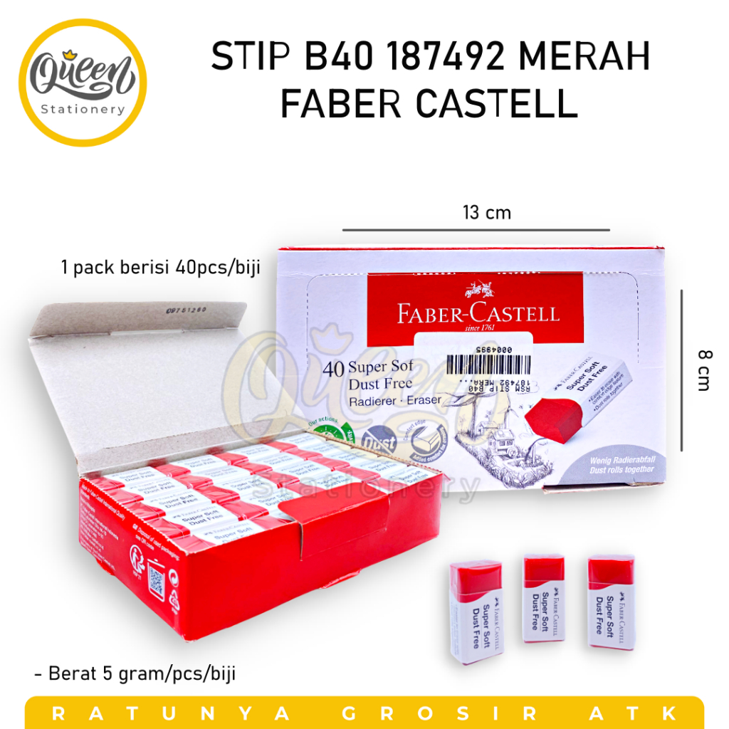 

1 STIP B40 187492 MERAH FABER CASTELL / PENGHAPUS FABER CASTELL / STIP MERAH FABER CASTELL