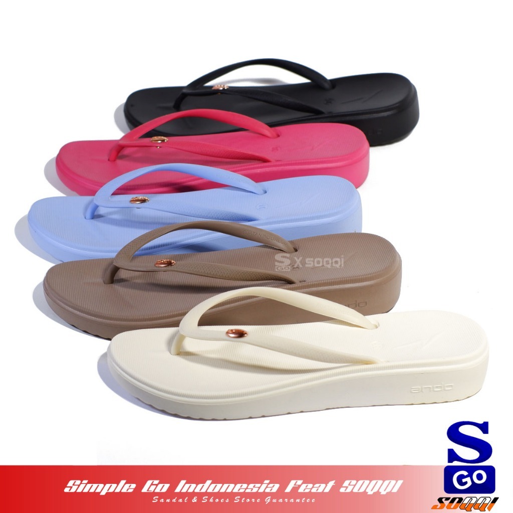 Ando Ivy Sendal Wedges Japit Pylon Ringan Wanita Original Sandal Jepit Cewek Dewasa Kekinian 36-40