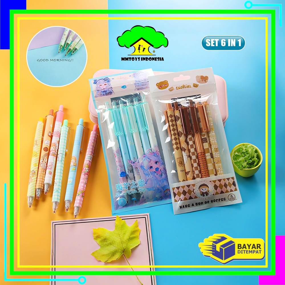 

MI-A68 Pulpen Set 6IN1 0.5MM Tinta Bisa di Hapus Motif Karakter Lucu / Eraseble Pen Set Cetek Cetekan Kartun / Pena Mekanik Anak Sekolah / Eraser Pen ST