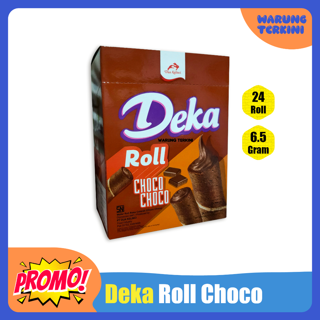 

Deka Roll Choco Choco 1 Box (24 Pcs x 6.5gr) | Wafer Roll Rasa Cokelat Lembut