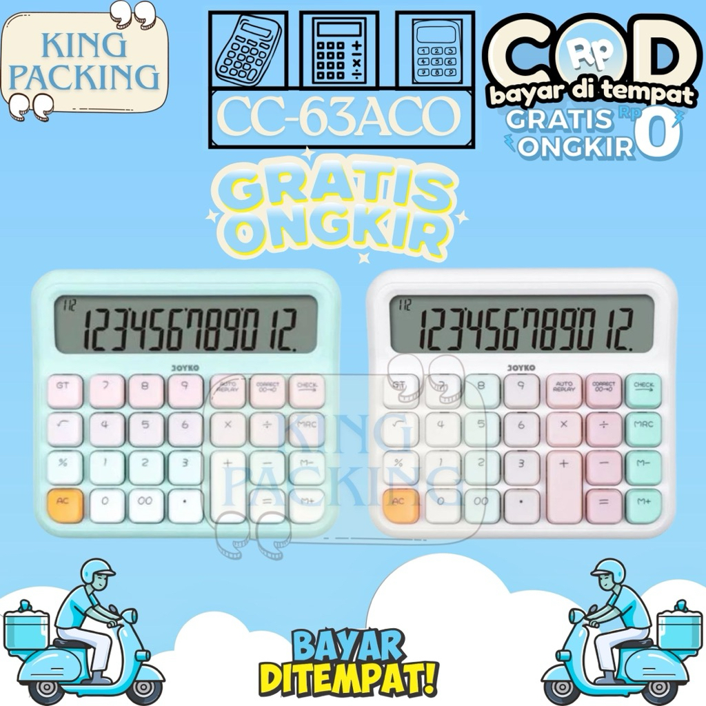

Joyko CC-63ACO 12 Digit Kalkulator Calculator White/Blue