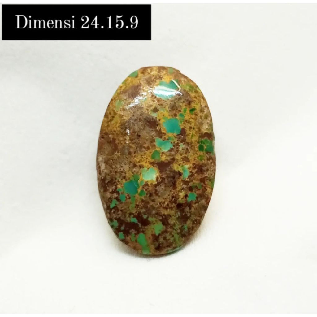 Natural Batu Pirus Persia Hijau Urat Emas Ceplok Lawas