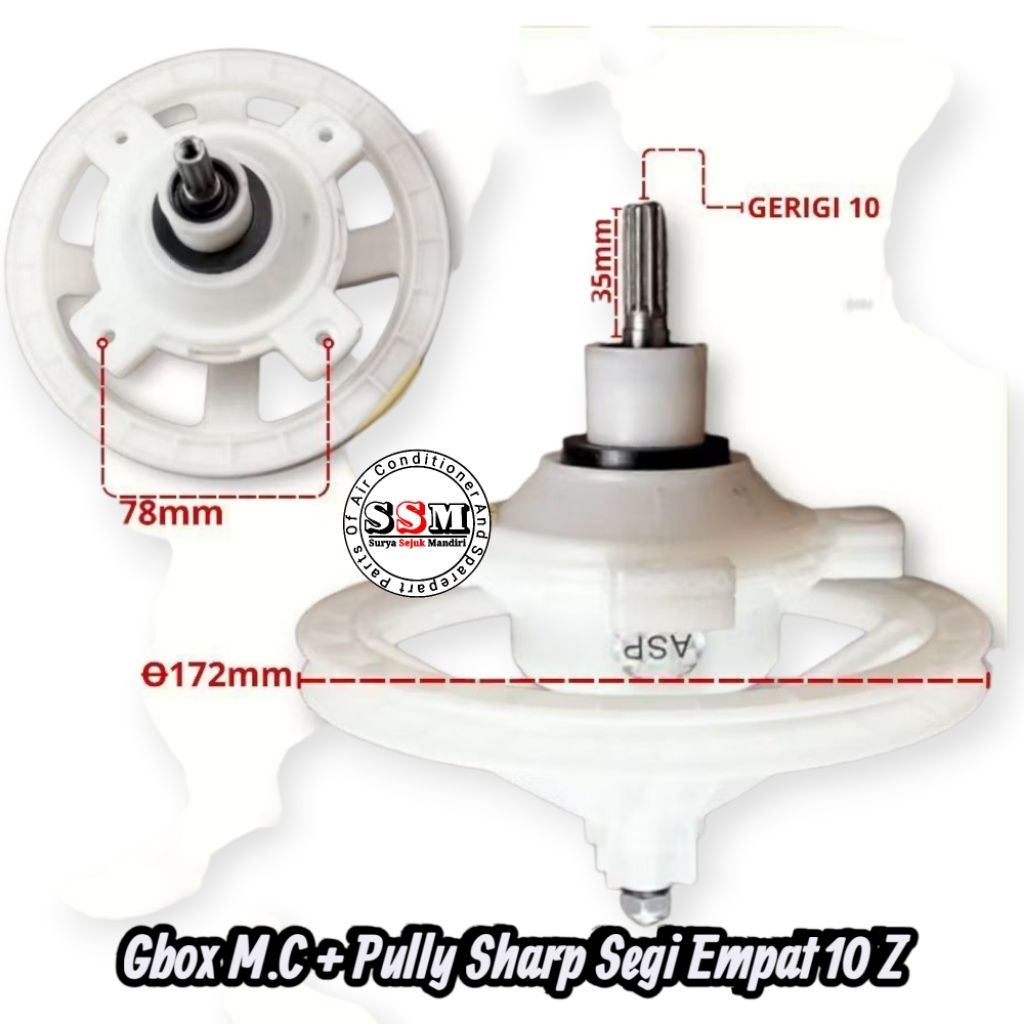 Gear Box Mesin Cuci Sharp 2 tabung 14 KG