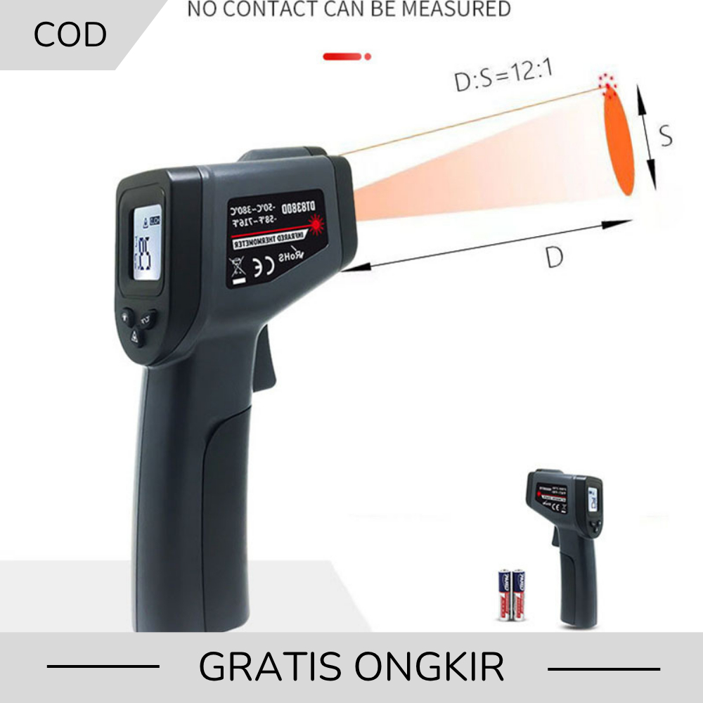 Kaemeasu Termometer Industrial Digital Thermogun Infrared LCD