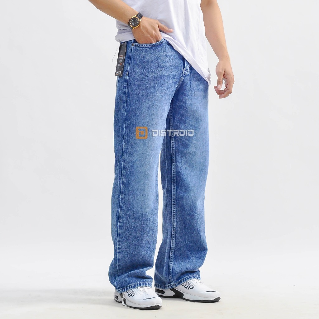 Distroid Celana Loose Pants Jeans Denim Skena Gombrong Baggy Oversize Pria