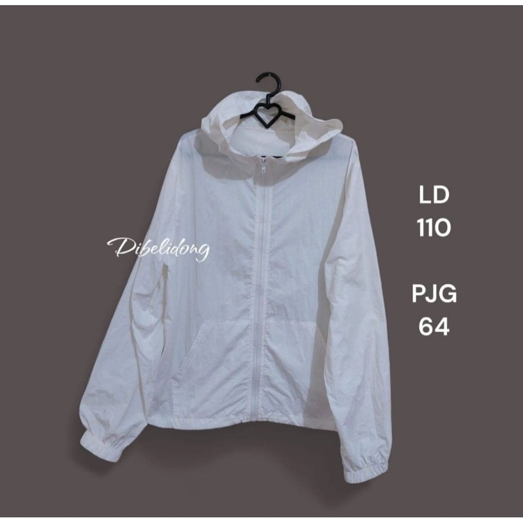 Jaket parasut putih ziper