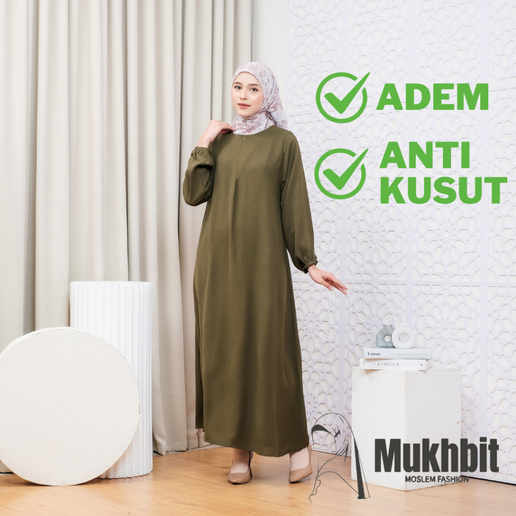 Gamis Jumbo Hitam Wanita Terbaru Remaja Polos Syari Kekinian Elegan Simple Daily