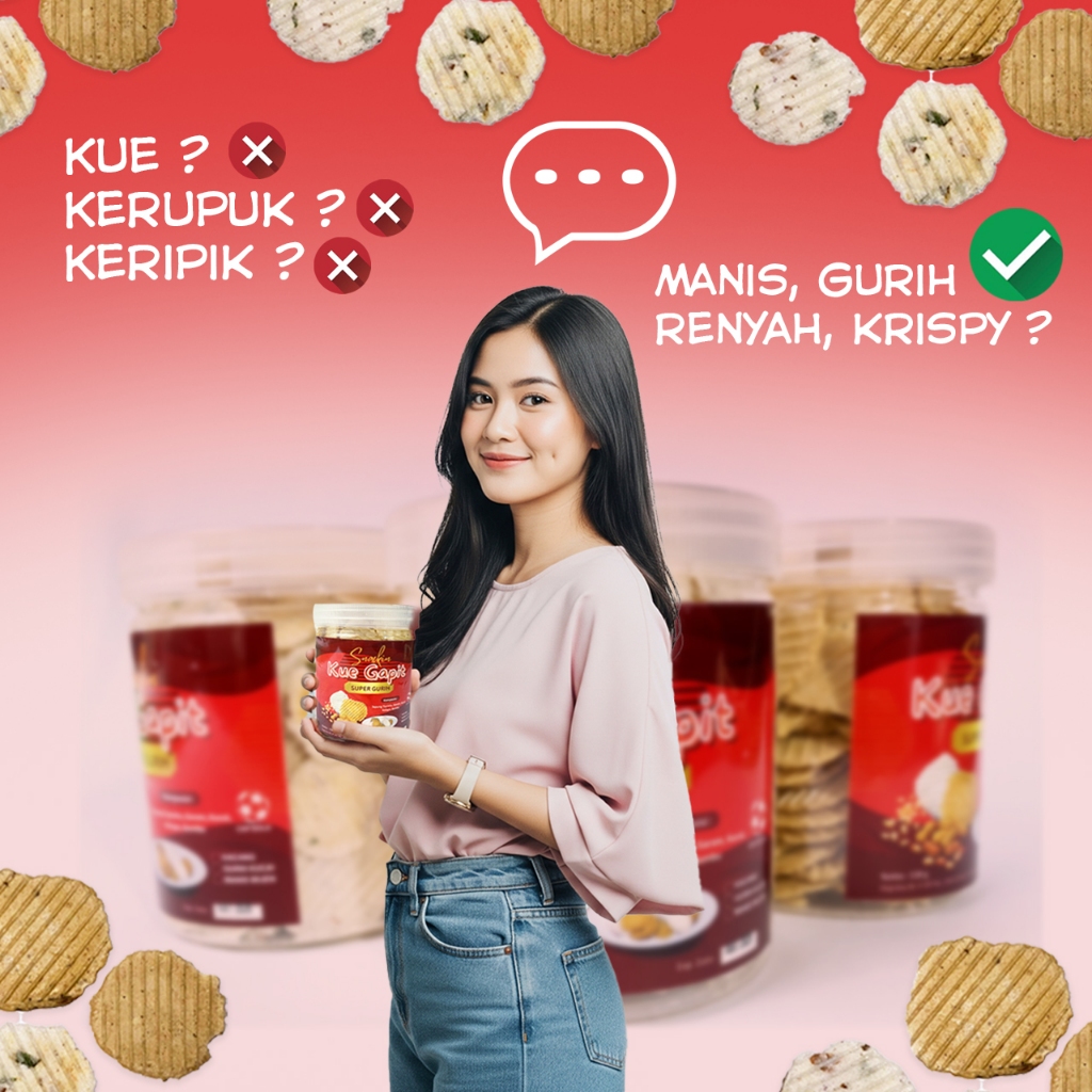 

PAKET RESELLER 10 PCS Kue gapit cemilan snack super gurih dan Renyah 1000 ml / 300 gr MANIS / GURIH