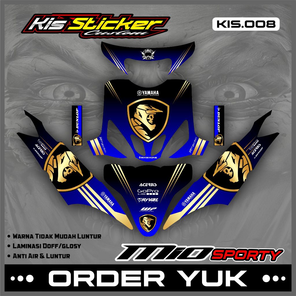 DECAL STICKER FULL BODY MIO SPORTY - DECAL STIKER STRIPING VARIASI MIO SPORTY DESAIN SKULL KEREN KiS