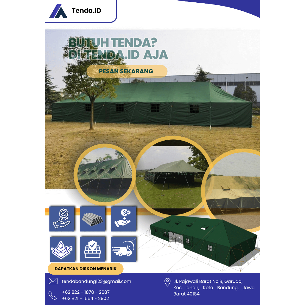 Tenda Pleton 4x6/6x14 – Tenda Komando, Tenda Regu, Tenda Pramuka, Tenda TNI, Tenda Barak Militer