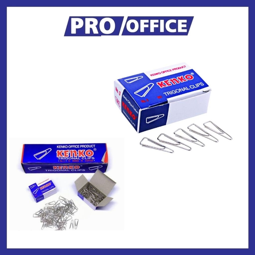 

ProOffice - Trigonal Clip Kenko No.3 (1 Pak Isi 10) – Penjepit Kertas / Binder Clip Kantor