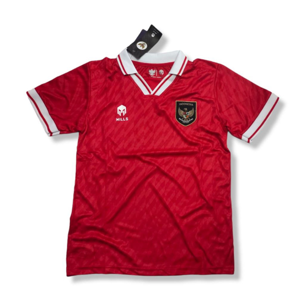 Jersey baju bola pria wanita dewasa negara timnas Indonesia mills home