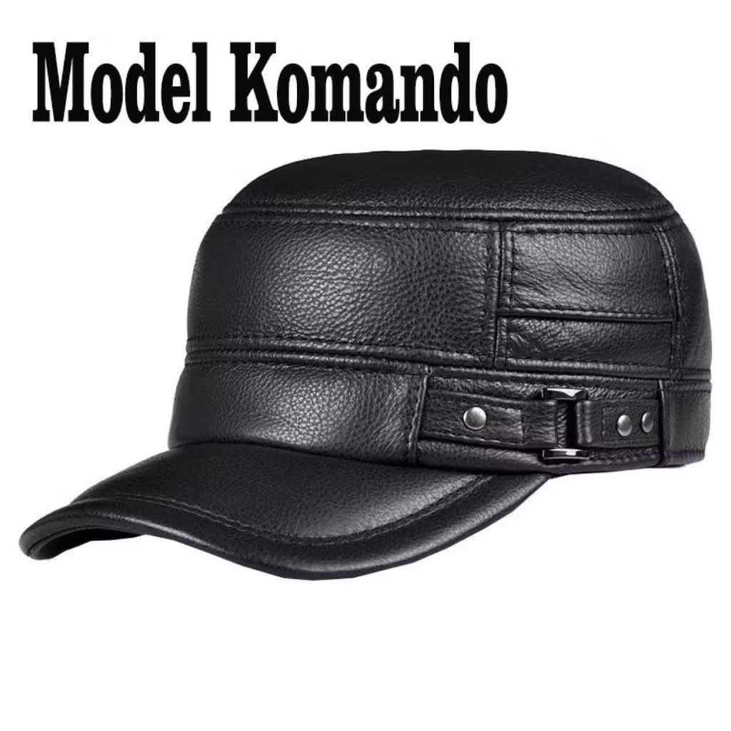 BANTING HARGA/TOPI PRIA KULIT ASLI TOPI KOMANDO TERLARIS / TOPI KULIT PRIA ORIGINAL 100%