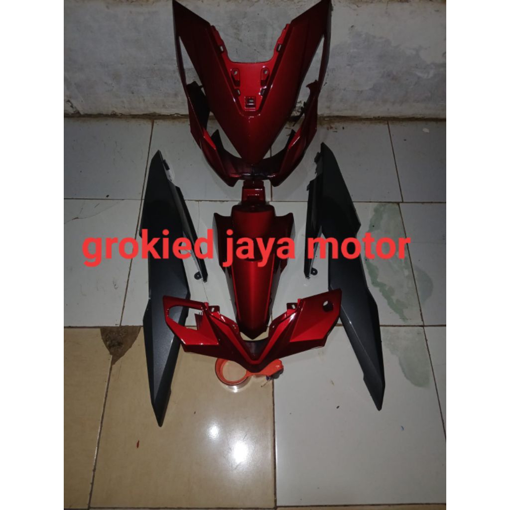 cover full set body halus Honda beat esp echo 2016 2019 warna merah candy x grey