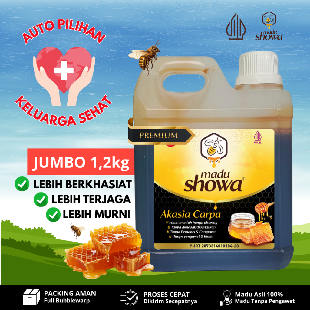 

Madu Murni Pilihan Keluarga Sehat Showa Akasia Carpa Jumbo 1.2KG - Asli 100 % Halal & Dinkes