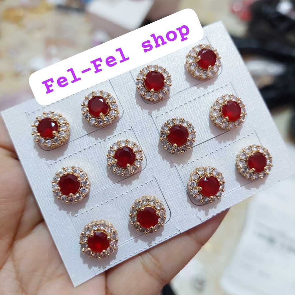 Paket Usaha Anting Tusuk Merah Delima 6 pcs dan 12 pcs