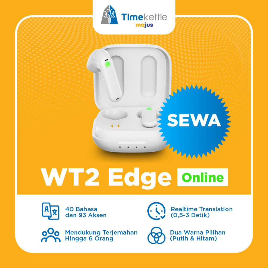 (SEWA) Timekettle WT2 Edge Headset Translator Alat Penerjemah Bahasa Suara Real Time