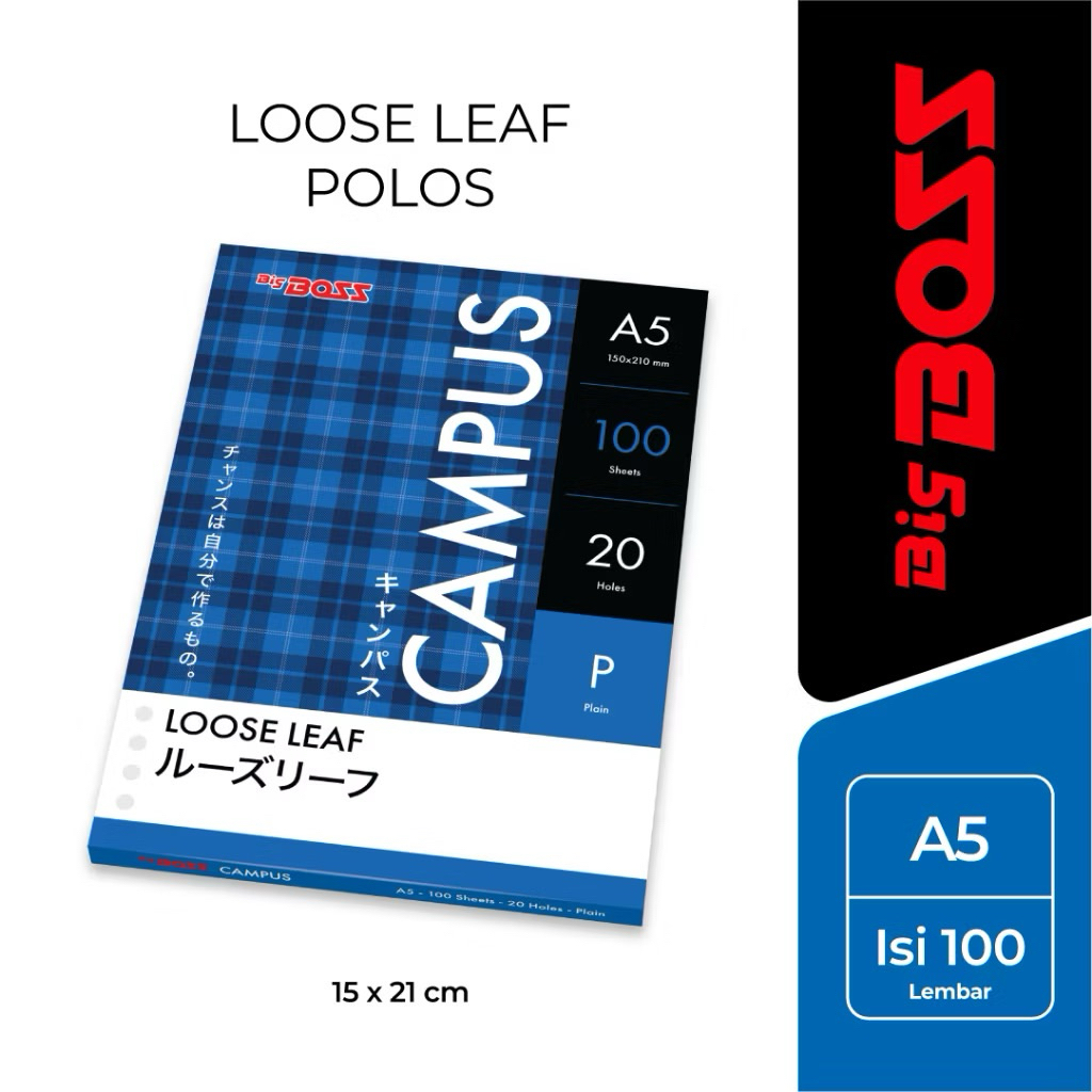 

BigBoss Loose Leaf A5 Polos 100 Lembar