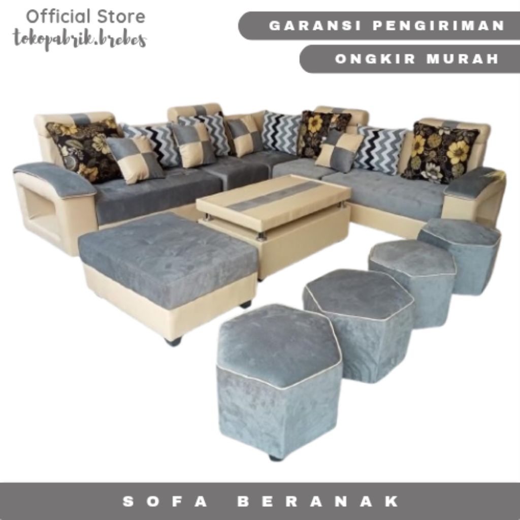 Sofa L beranak sofa ruang tamu minimalis sofa L sudut jumbo sofa tamu termurah