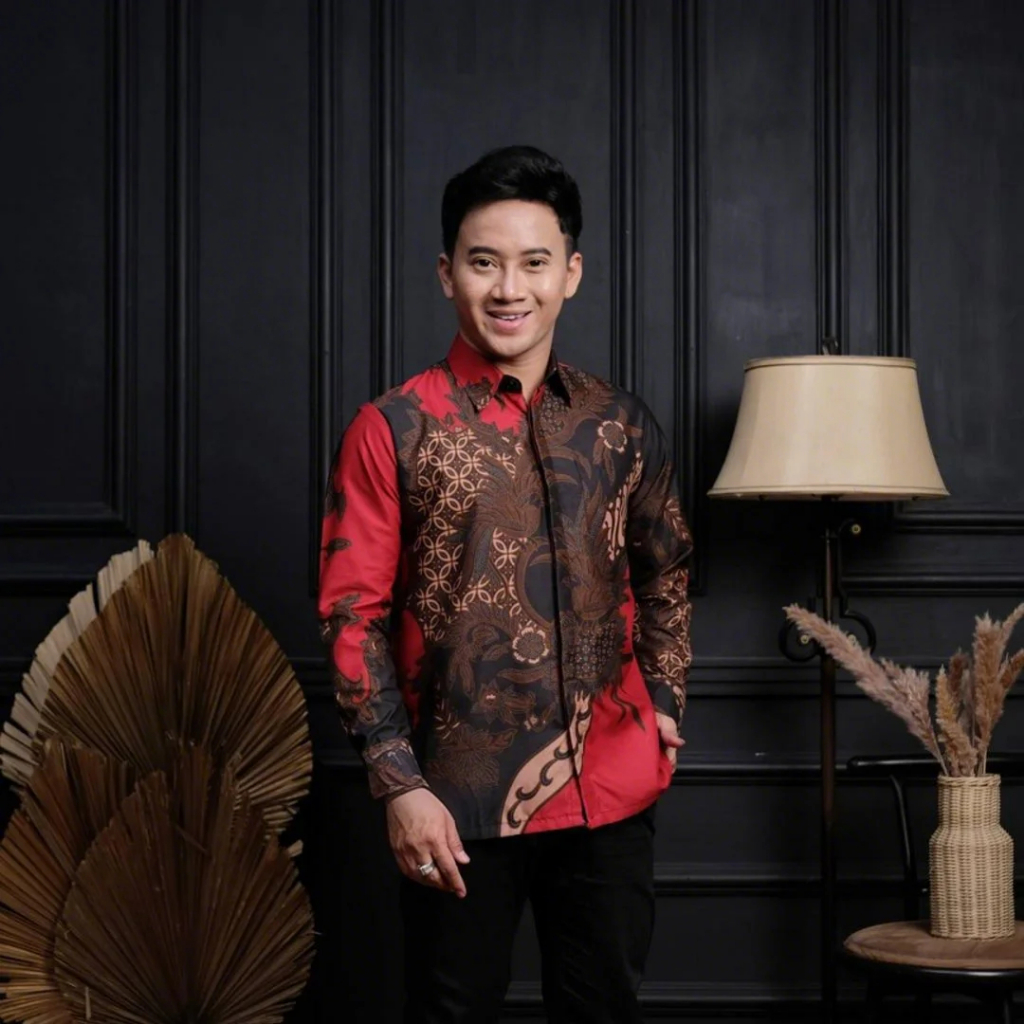 KEMEJA BATIK PRIA LENGAN PANJANG PENDEK BATIK PREMIUM MAHESA MERAH / Kemeja Batik Pria Mahesa Merah