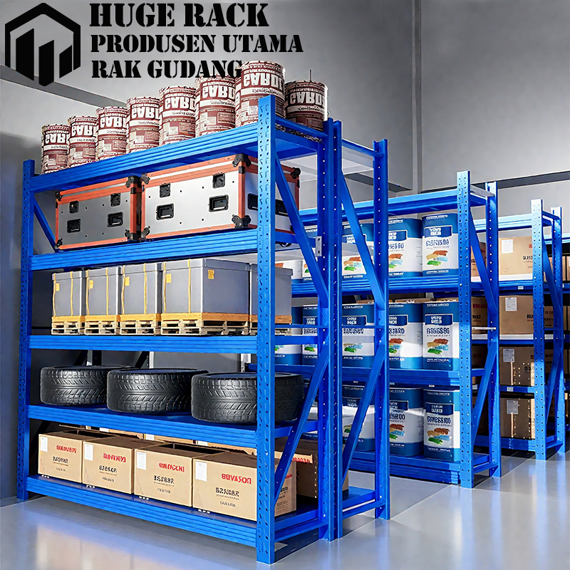 Rak Gudang Rak Besi Heavy Duty Serbaguna 1500KG Rak Penyimpanan 3/4 Susun Rak Besi Siku Rak