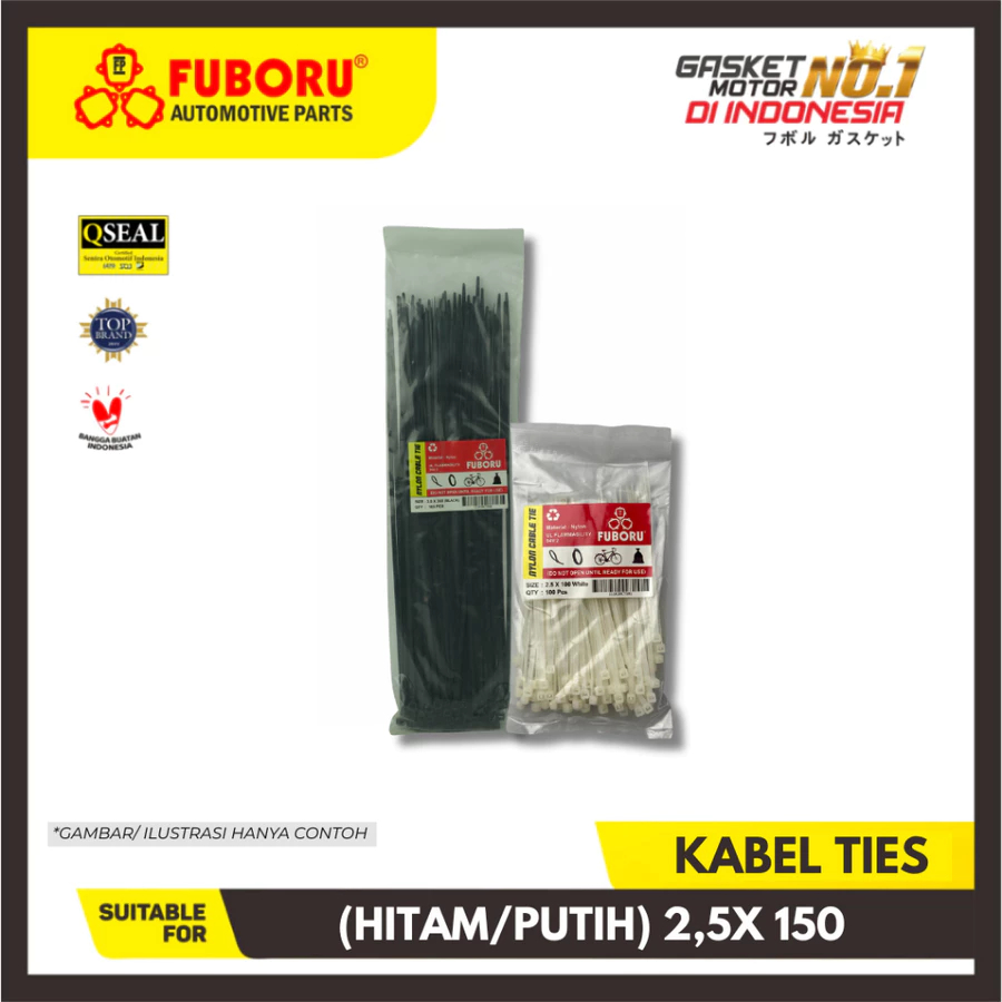 

KABEL TIES 2.5 X 150 (HITAM/PUTIH) KUAT DAN LENTUR FUBORU