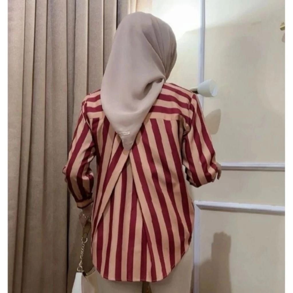 KEMEJA SALUR SILANG BELAKANG WANITA LENGAN PANJANG ATASAN WANITA SALUR TERMURAH BAJU WANITA