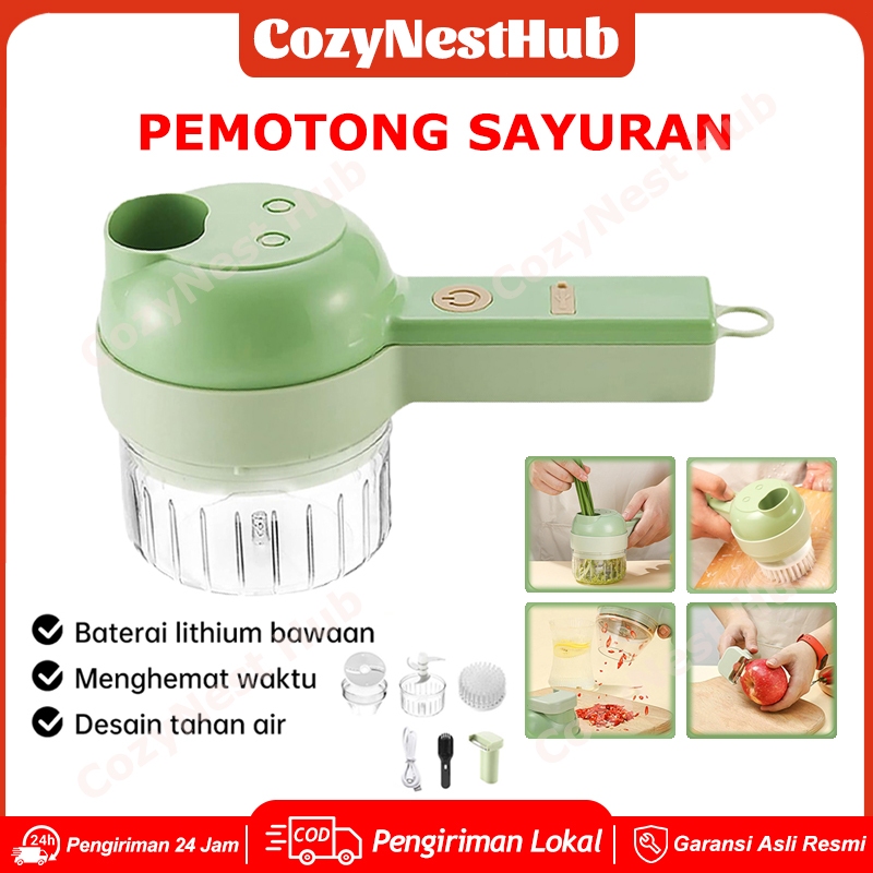 Food Chopper 4 in 1 Alat Pemotong Sayuran Elektrik Pemotong Kentang Pemotong Bawang Mini Wireless