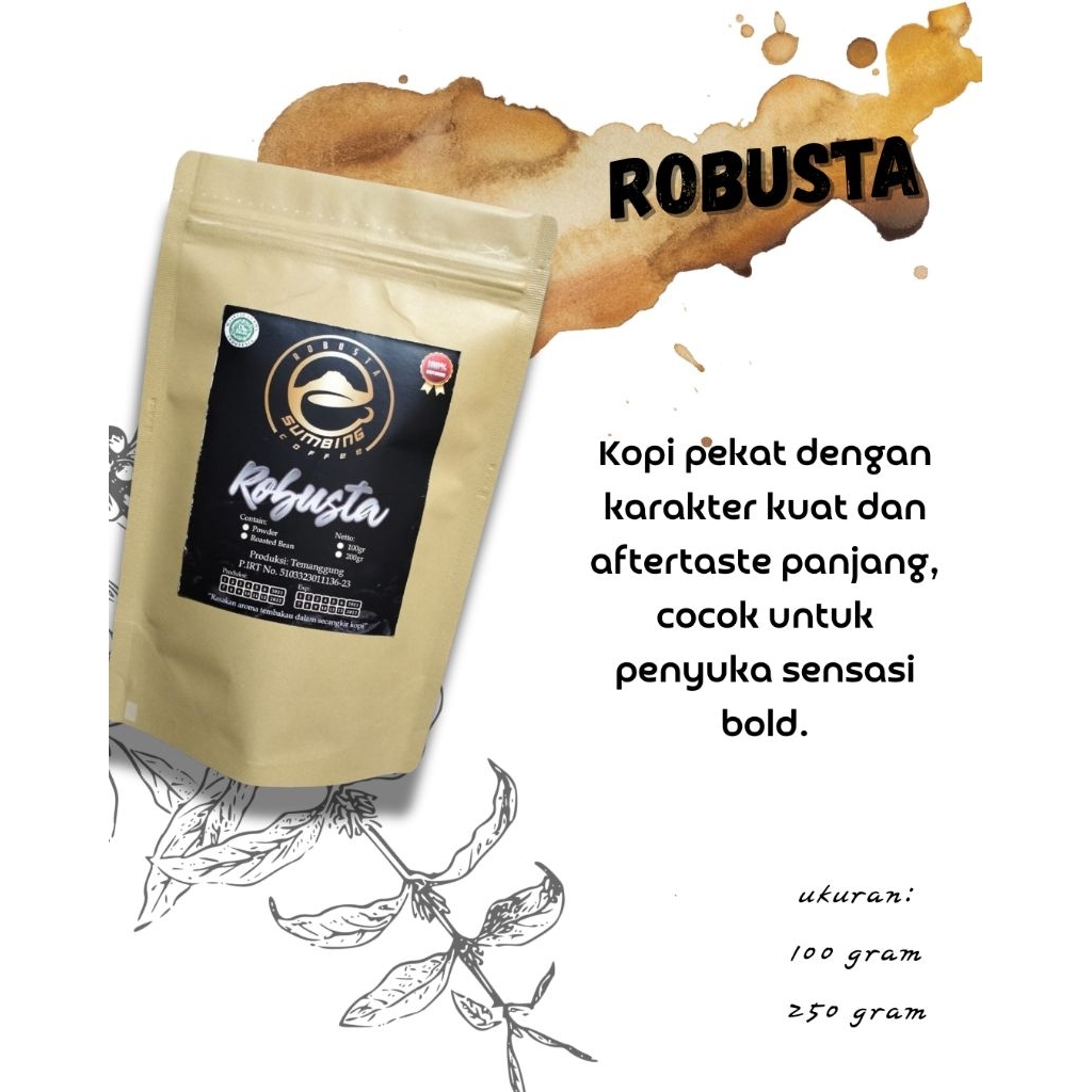 

Kopi Bubuk Robusta Temanggung Asli 100% kopi murni Premium Fresh Roasted 100gr