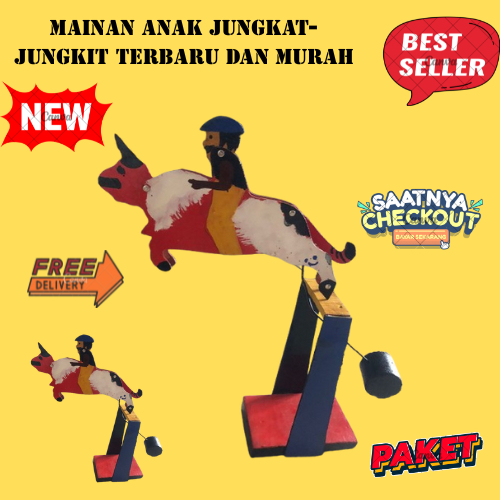 MAINAN JADUL ANAK-ANAK JUNGKAT-JUNGKIT MOTIF HEWAN KAYU
