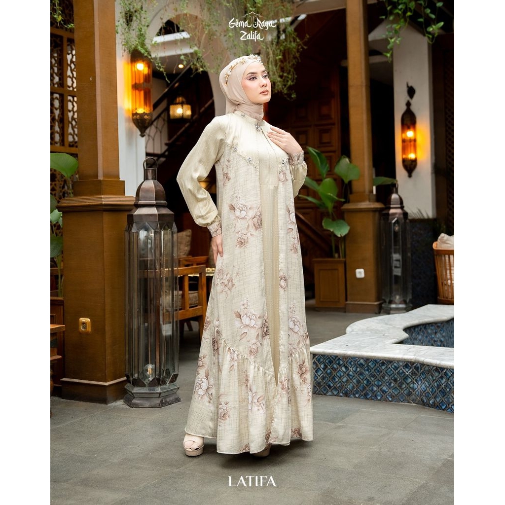 Promo Latifa dress by zalifa✔️gamis motif, gamis cantik, gamis zalifa