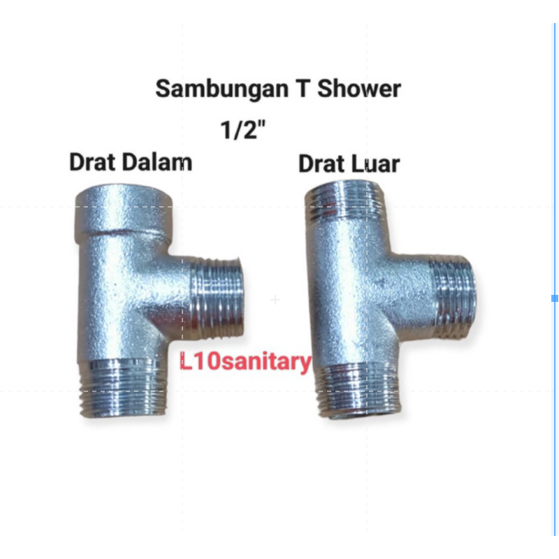 ECER L10 Nepel TEE Stainless Sambungan Drat Dalam Drat Luar 1/2” / SAMBUNGAN Nepel T SHOWER Drat Dal