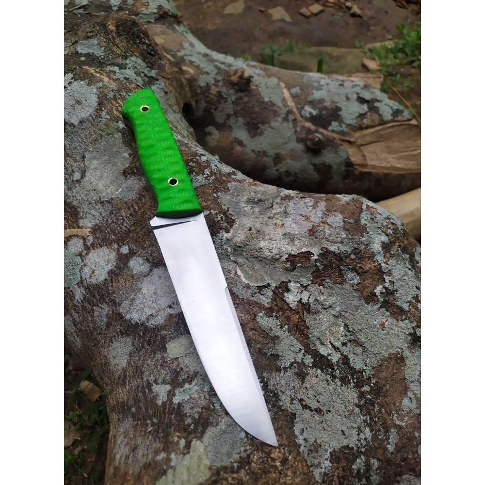 Pisau Bushcraft Survival 13,8 cm Baja DC 11 setara K110 Handle Green Micharta Fulltang