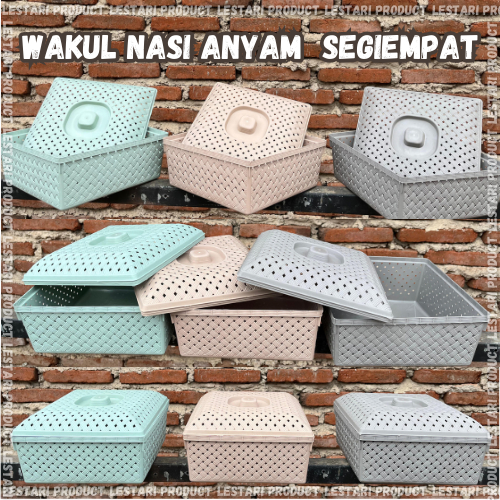 [6 pcs] Wakul Nasi Anyam Kotak Dengan Tutup | Wadah Berkat Hajatan Souvenir Besek Plastik Hampers Mu