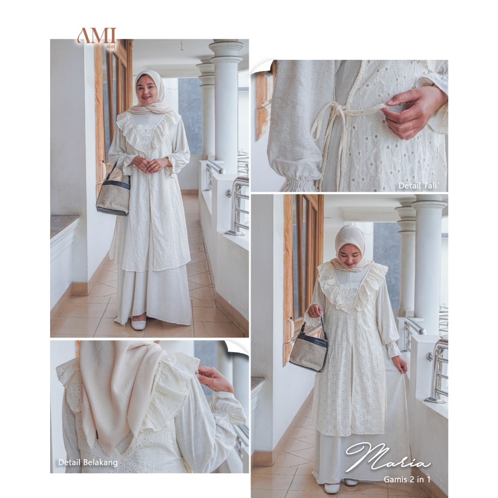 AMI - Maria 2in1 Gamis - Vintage Gamis Dress Raya Wanita Terbaru Termurah Outfit Casual