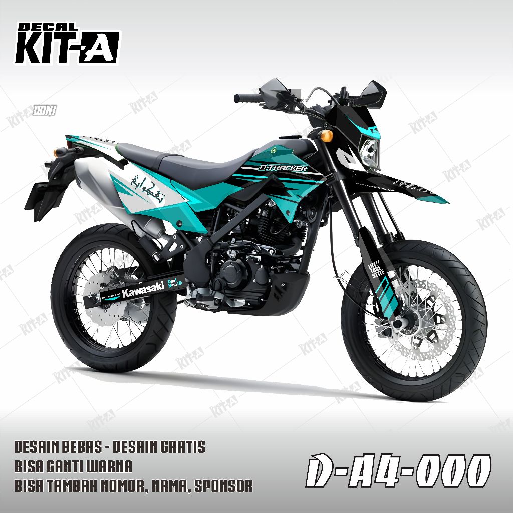 DECAL STIKER MOTOR KAWASAKI NEW DTRACKER 150 MOTIF SUPERMOTO TOSCA FULL CROME