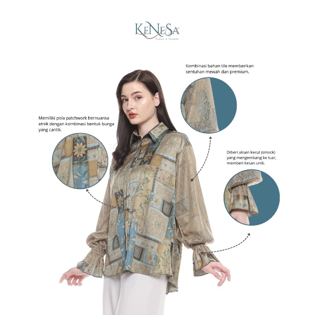 KENESA - Sunny Silk / Kemeja Premium / Kemeja Silk / Atasan Wanita / Kemeja Wanita