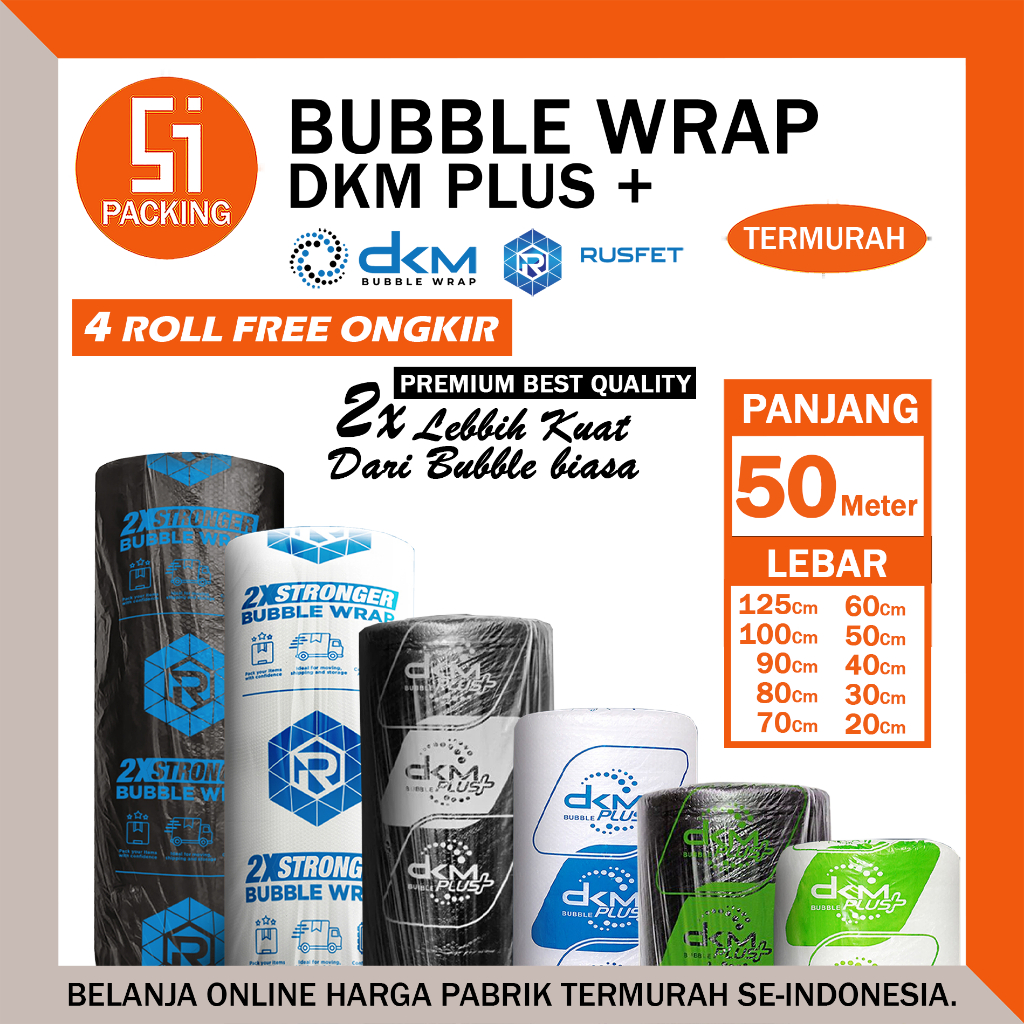 

Bubble Wrap DKM Plus Premium Quality Termurah Plastik Bubblewrap Packing Online Shop 40cm 30cm x 50m Roll