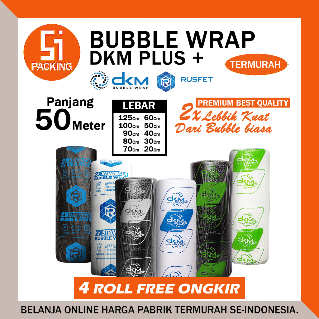 

Plastik Bubble Wrap 125cm X 50m Dkm Plus Bubblewrap Packing 40cm 30cm x 50m Roll